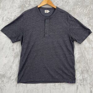Faherty Gray Slub Cotton Blend Henley Short Sleeve Tee T-Shirt